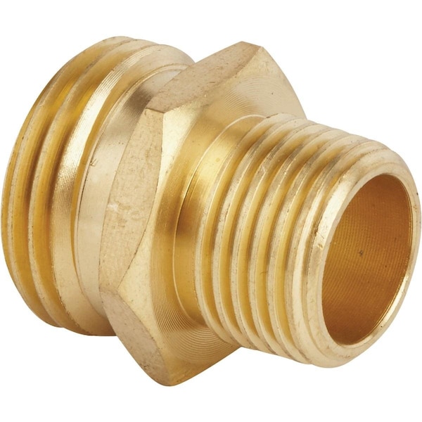 Best Garden 3/4 In. MHT x 1/2 In MPT Brass Non-Swivel Hose Connector GB-9555+GM294 - main